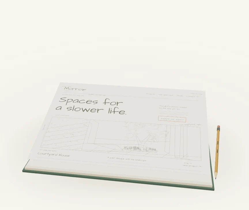 First, a thought. Then, a sketch. The first lines of a website, before a single line of code.